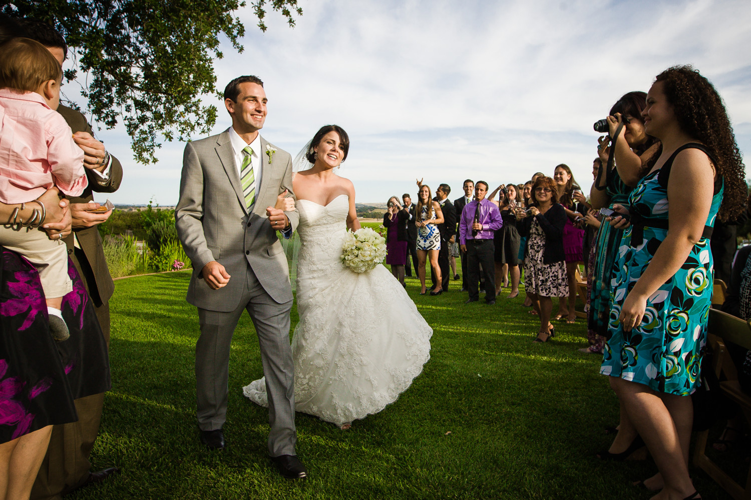 Bride and groom enter their ceremony