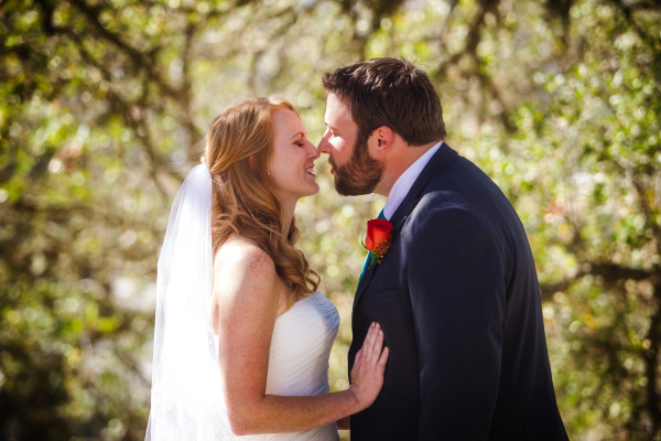 bride and groom get a peek