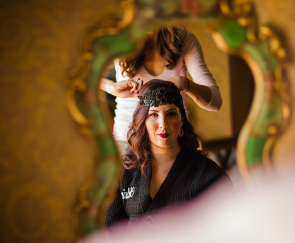 A wonderful candid moment from flapper style wedding in san luis obispo california.